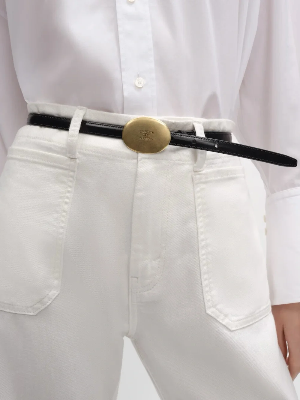 CELINE THIN PLATE BELT 13MM IN TAURILLON LEATHER Size 70 - NIB